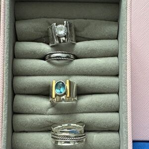 Silver and Gold Rings with Gemstones